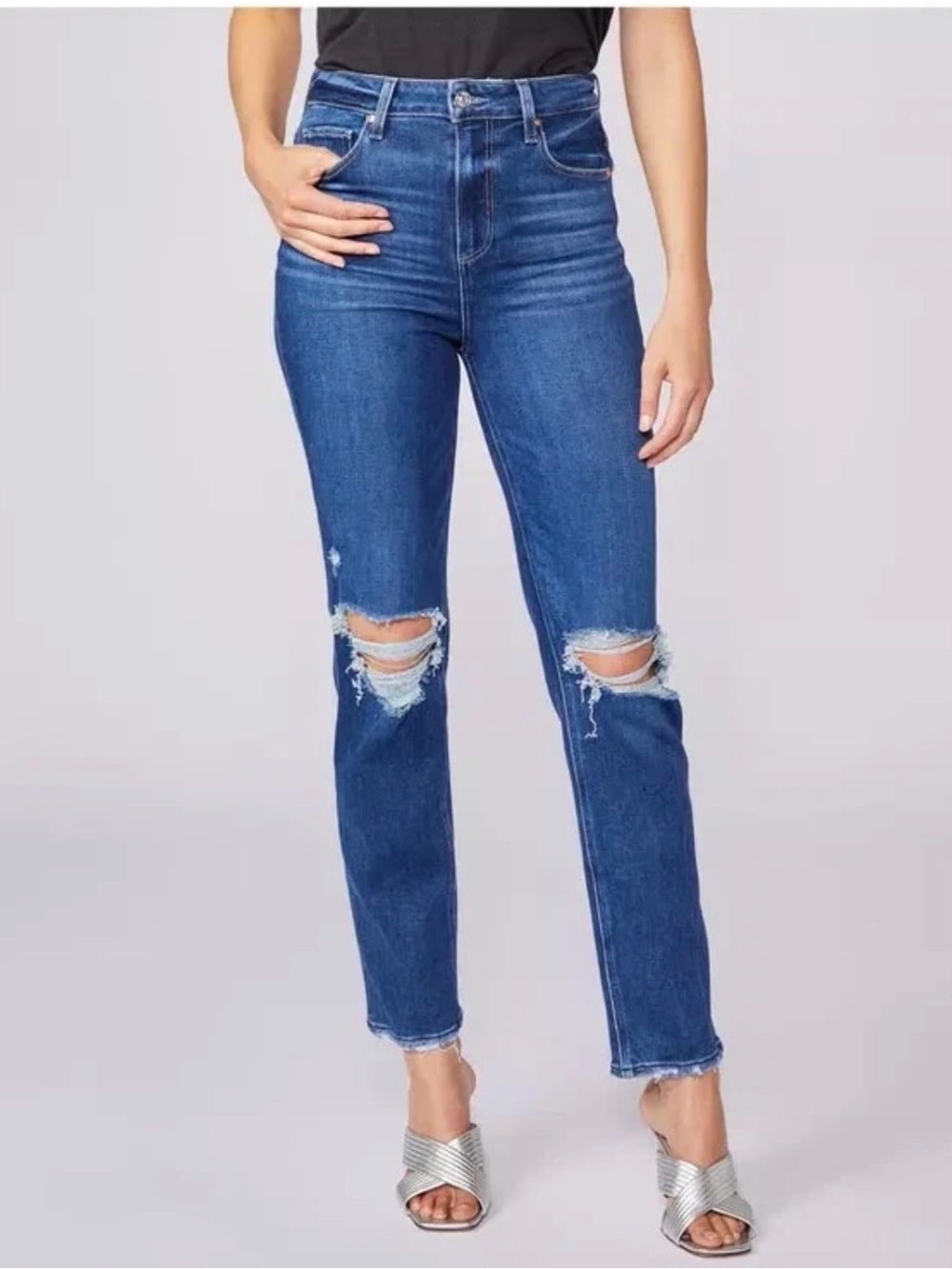 PAIGE JEANS STELLA HIGH RISE MODERN STRAIGHT DESTRUCTED SIZE 31